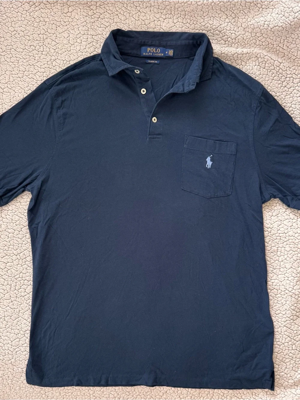 Polo Ralph Lauren navy classic fit short-sleeve polo shirt- Size M